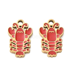 304 Stainless Steel Enamel Pendants, Ion Plating(IP), Golden, Shrimp, 14.5x9x1.5mm, Hole: 1.5mm(SA-CBA7876-29G-04)