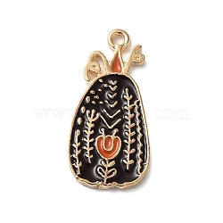 Thanksgiving Day Golden Tone Alloy Enamel Pendants, Pumpkin, 27x13x1.5mm, Hole: 1.8mm(ENAM-M002-01O-G)