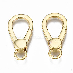 Brass Lobster Claw Clasps, Nickel Free, Real 16K Gold Plated, 28x13.5x4mm, Hole: 4mm(KK-Q252-009G-NF)