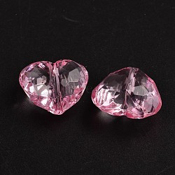 Transparent Acrylic Beads, Heart, Pink, about 25mm long, 28.5mm wide, 16mm thick, hole: 3mm, about 88pcs/500g(PL318Y-3)