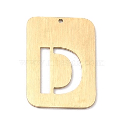 Ion Plating(IP) 304 Stainless Steel Pendants, Rectangle with Alphabet, Hollow, Letter.D, 32x22x1mm, Hole: 1.5mm(STAS-K216-49D-G)