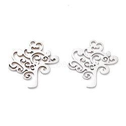201 Stainless Steel Pendants, Laser Cut, Manual Polishing, Tree, Stainless Steel Color, 20.5x19.5x1mm, Hole: 1.6mm(STAS-D451-22P)