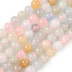 Round Natural Morganite Bead Strands, Grade AA, 6mm, Hole: 1mm, about 62pcs/strand, 15 inch(G-L425-30-6mm)