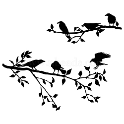 PVC Wall Stickers, for Wall Decoration, Bird & Branch, Black, 400x1040mm(DIY-WH0377-056)