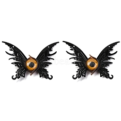 Butterfly with Eye Plastic Alligator Hair Clips, Hair Accessories with Iron Findings for Hollween, Black, 92x66x16mm, 2Pcs/set(PHAR-M015-04)