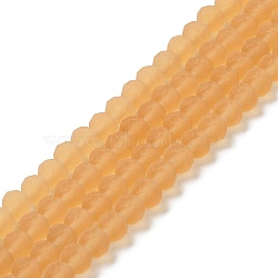 Transparent Glass Beads Strands, Faceted, Frosted, Rondelle, PeachPuff, 4mm, Hole: 1mm(EGLA-A034-T4mm-MD23)