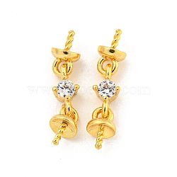 Brass Micro Pave Cubic Zirconia Peg Bails, Real 18K Gold Plated, 15mm, Pin: 1mm(KK-B096-12G)