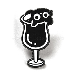 Cartoon Cat Enamel Pin, Alloy Brooch for Backpack Clothes, Black, 28x16x1.5mm(JEWB-P032-D01)