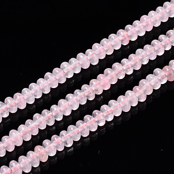 Natural Rose Quartz Beads Strands, Dyed, Rondelle, 4~5x2mm, Hole: 0.8mm, about 150pcs/strand, 14.96''(38cm)
