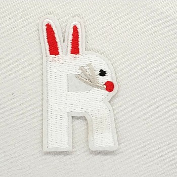 Computerized Embroidery Cloth Iron on/Sew on Patches, Costume Accessories, Appliques, Letter, White, Letter.R, 51x28mm