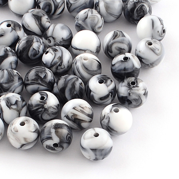 Opaque Acrylic Beads, Round, Black, 12mm, Hole: 2mm, about 520pcs/500g