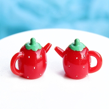 Resin Tea Set Miniature Ornaments, Micro Landscape Home Dollhouse Accessories, Pretending Prop Decorations, Teapot, Red, 33x27mm