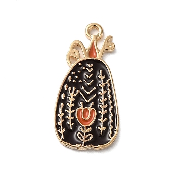 Thanksgiving Day Golden Tone Alloy Enamel Pendants, Pumpkin, 27x13x1.5mm, Hole: 1.8mm