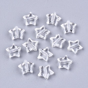 Transparent Acrylic Beads, Star, Clear, 9x10x4mm, Hole: 1.6mm