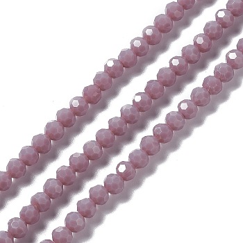 Faceted(32 Facets) Glass Beads Strands, Round, Rosy Brown, 6x5.5mm, Hole: 1.2mm, about 95pcs/strand, 22.24''(56.5cm)