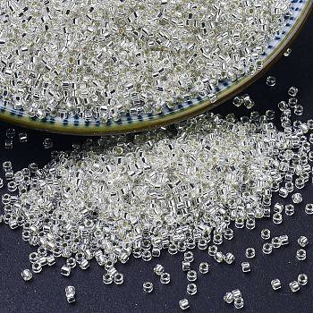 MIYUKI Delica Beads Small, Cylinder, Japanese Seed Beads, 15/0, (DBS0041) Silver Lined Crystal, 1.1x1.3mm, Hole: 0.7mm, about 3500pcs/10g