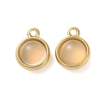 Opalite Half Round Charms, with 304 Stainless Steel Findings, Real 14K Gold Plated, 13.5x10.5x6.5mm, Hole: 1.8mm