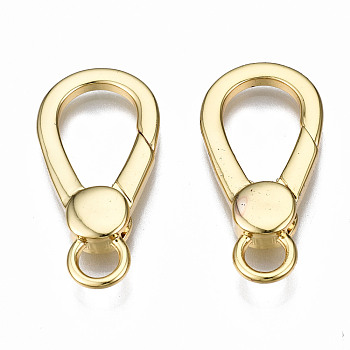 Brass Lobster Claw Clasps, Nickel Free, Real 16K Gold Plated, 28x13.5x4mm, Hole: 4mm