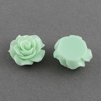 Flat Back Hair & Costume Accessories Ornaments Scrapbook Embellishments Resin Flower Rose Cabochons, Pale Green, 19x8mm