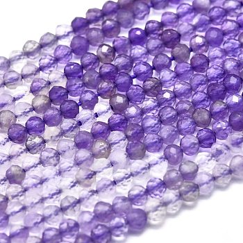 Natural Amethyst Beads Strands, Faceted, Round, 2.5mm, Hole: 0.5mm, about 158pcs/strand, 15.55 inch(39.5cm)