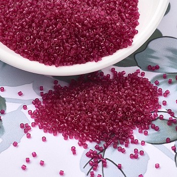 MIYUKI Delica Beads, Cylinder, Japanese Seed Beads, 11/0, (DB0775) Dyed Semi-Frosted Transparent Scarlet, 1.3x1.6mm, Hole: 0.8mm, about 10000pcs/bag, 50g/bag