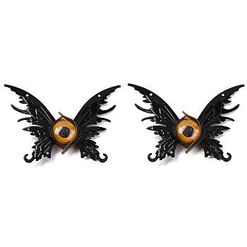 Butterfly with Eye Plastic Alligator Hair Clips, Hair Accessories with Iron Findings for Hollween, Black, 92x66x16mm, 2Pcs/set