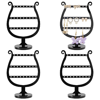 3-Tier Detachable Plastic Earring Display Stands, Tabletop Dangle Earring Organizer Holder, Wine Glass Shape, Black, Finished Product: 3.45x6.45x9cm, 2pcs/set