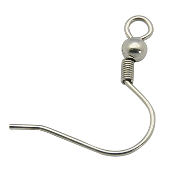 Earrings Findings Original Color 304 Stainless Steel Earring Hooks, with Horizontal Loop, Size: about 15mm wide, 20mm long, 3mm thick, hole: 2mm