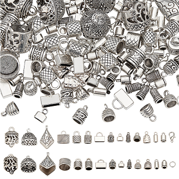 DIY Jewelry Making Findings Kits, including Alloy Cord Ends & Lobster Claw Clasps, Iron Open Jump Rings, Antique Silver