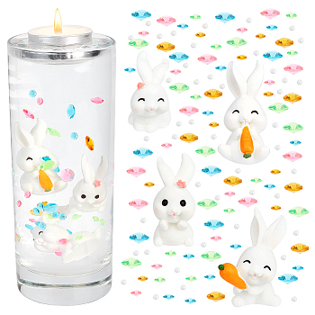 AHADERMAKER DIY Easter Theme Display Decoration, Including Rabbit Resin Figurines & Display Decorations, Acrylic Rhinestone Diamond Cabochons, Resin Beads, Mixed Color, 2~25x2~29x2~40mm