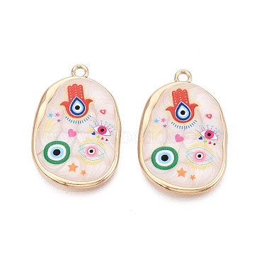 Printed Alloy Enamel Pendants(ENAM-N071-08G-03)-1