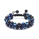 Natural Blue Tiger Eye(Dyed & Heated) & Eyeless Obsidian & Resin Evil Eye Braided Bead Bracelet(BJEW-JB08840-04)-1