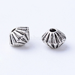 Tibetan Style Alloy Spacer Beads, Bicone, Cadmium Free & Nickel Free & Lead Free, Antique Silver, 5x4mm, Hole: 1mm, about 5800pcs/1000g(TIBE-Q063-48AS-NR)