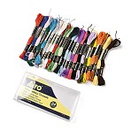 24 Skeins 24 Colors 6-Ply Polyester Embroidery Floss, Cross Stitch Threads, Mixed Color, 0.5mm, 8m/skein, 1 skein/color(OCOR-K006-B01)