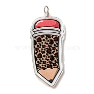 Teachers' Day Double-Sided Printed Acrylic Pendants, with Iron Jump Ring, Pen, 45x20x3mm, Hole: 5.5mm(OACR-G030-03A)