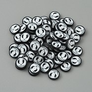 Halloween Handmade Polymer Clay Cabochons, Flat Round, Ghost Pattern, 9~10x1.8~2mm(CLAY-CJC0014-08A)