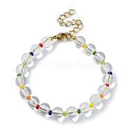 Acrylic & Seed Beaded Stretch Bracelets, Colorful, 7 inch(17.9cm)(BJEW-JB10026)