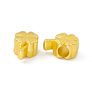 Rack Plating Alloy European Beads, Cadmium Free & Lead Free & Nickle Free, Large Hole Beads, Clover, Matte Gold Color, 13.5x9x7mm, Hole: 4.5mm(FIND-G045-68MG)