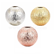 30Pcs 3 Colors Brass Textured Beads Set, Round, Mixed Color, 6x5.5mm, Hole: 2mm, 10pcs/color(KK-LS0001-07)