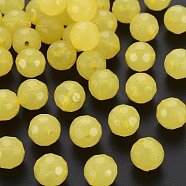 Imitation Jelly Acrylic Beads, Faceted, Round, Yellow, 12x11.5mm, Hole: 1.8mm, about 560pcs/500g(MACR-S373-97B-E07)