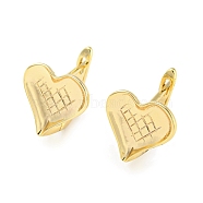 Brass Heart Hoop Earrings Women, Real 18K Gold Plated, 13x11.5mm(KK-C031-37G)
