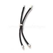 Nylon Twisted Cord Bracelet, with Brass Cord End, for Slider Bracelet Making, Black, 9 inch(22.8cm), Hole: 2.8mm, Single Chain Length: about 11.4cm(MAK-M025-105A)