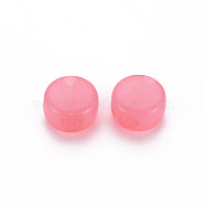 Transparent Acrylic Beads, Dyed, Flat Round, Hot Pink, 8.5x5.5mm, Hole: 2.5mm, about 1774pcs/500g(MACR-S373-05E-09)
