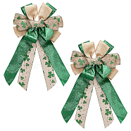 Big Polyester Packaging Ribbon Bows, Festival Gifts Box Package Decorations, Shamrock Pattern Bowknot for Saint Patrick's Day, Sea Green, 520x285x35mm(FIND-WH0126-09B)