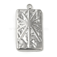 304 Stainless Steel Pendants, Rectangle with Sun Charm, Stainless Steel Color, 25.5x13.5x2.5mm, Hole: 1.8mm(STAS-E216-216P)