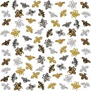 Alloy Cabochons, Nail Art Decoration Accessories for Women, Bees, Mixed Color, 6.5x11.5x1.5mm, 128pcs/box(MRMJ-OC0001-71)