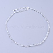 Natural White Topaz Beaded Necklaces, with Brass Lobster Claw Clasps, Faceted Round Beads, 16.5 inch~16.7 inch(42~42.5cm)x3~3.5mm(NJEW-K114-B-A09)