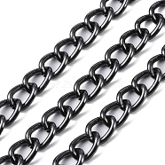 Aluminium Curb Chain, Unwelded, with Spool, Gunmetal, 19.5x14x3mm, about 49.21 Feet(15m)/Roll(CHA-C003-13B)