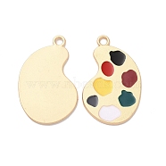 Alloy Enamel Pendants, Matte Gold Color, Palette Charm, Colorful, 31x19.5x1.5mm, Hole: 2.5mm(ENAM-D046-21)