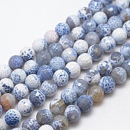 Natural Fire Crackle Agate Beads Strands, Dyed, Faceted Round, Light Blue, 14mm, Hole: 1mm, about 28pcs/strand, 14.56 inch(G-L084-14mm-34)
